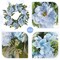 Set of 2 24"D Blue Peony & Hydrangea Floral Wreath Includes a Complimentary Black Metal Wreath Hanger
